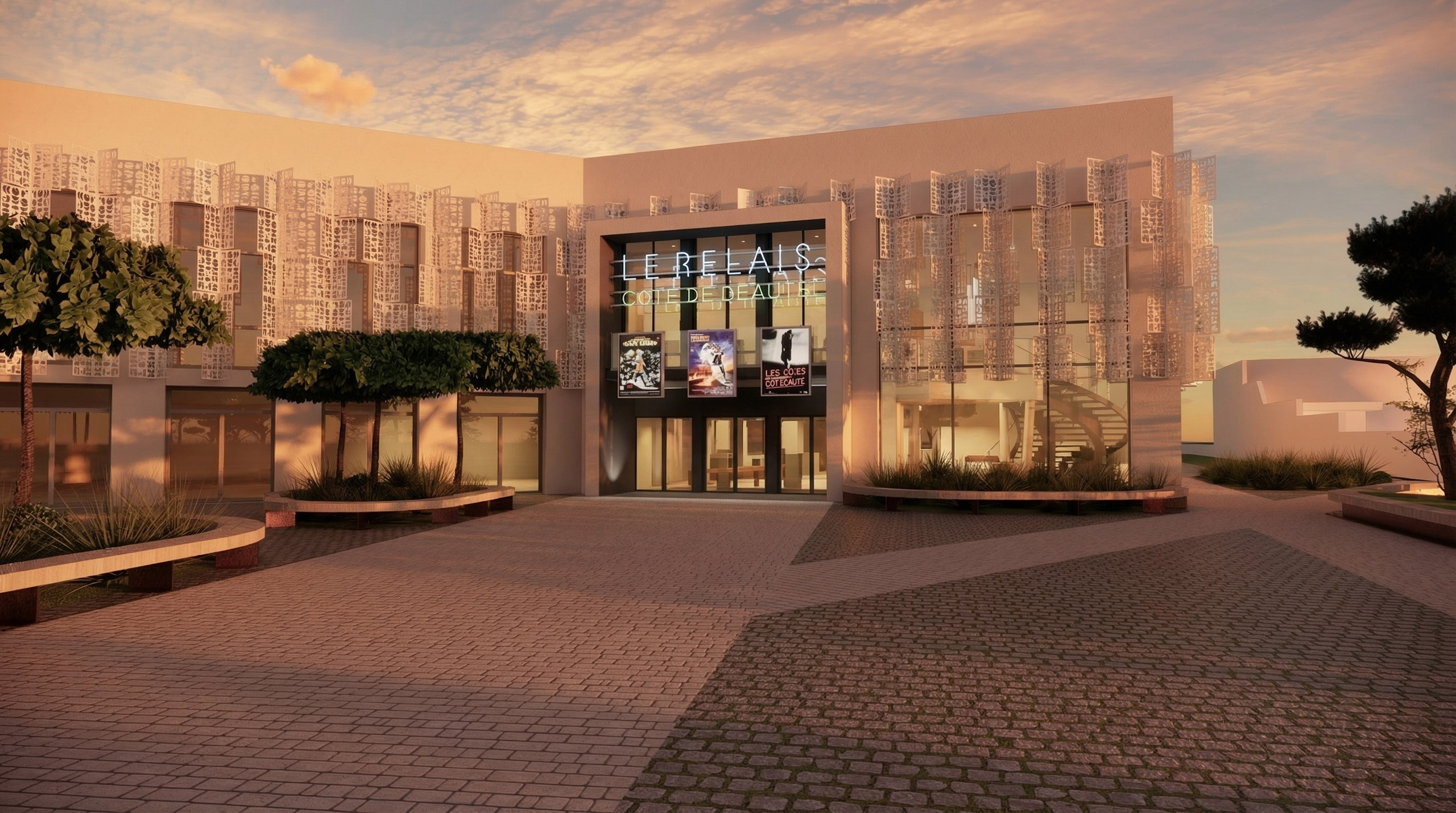 RCB---Image-3D-EXT-Nuit-V3 Projet de rénovation du relais cote de beauté par Frédérique Bargeas